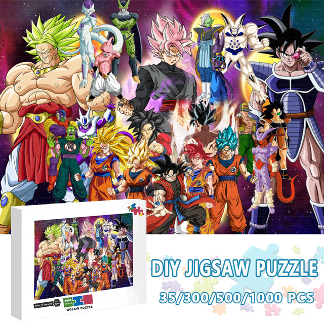 Super saiyan quebra-cabeças dragon ball puzzle 300/500/1000 peça filho goku  personagens anime quebra-cabeça halloween presente de natal - AliExpress